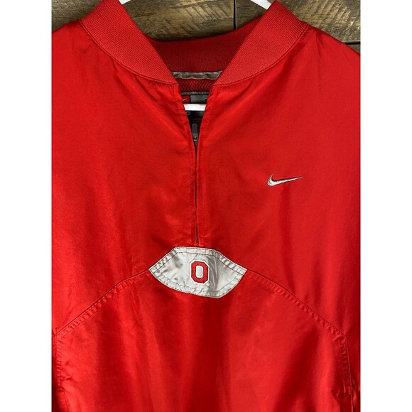 Nike Men's Sz M Red Ohio State Pullover Wind Breaker Reflective 1/4 Zip - Picture 4 of 15